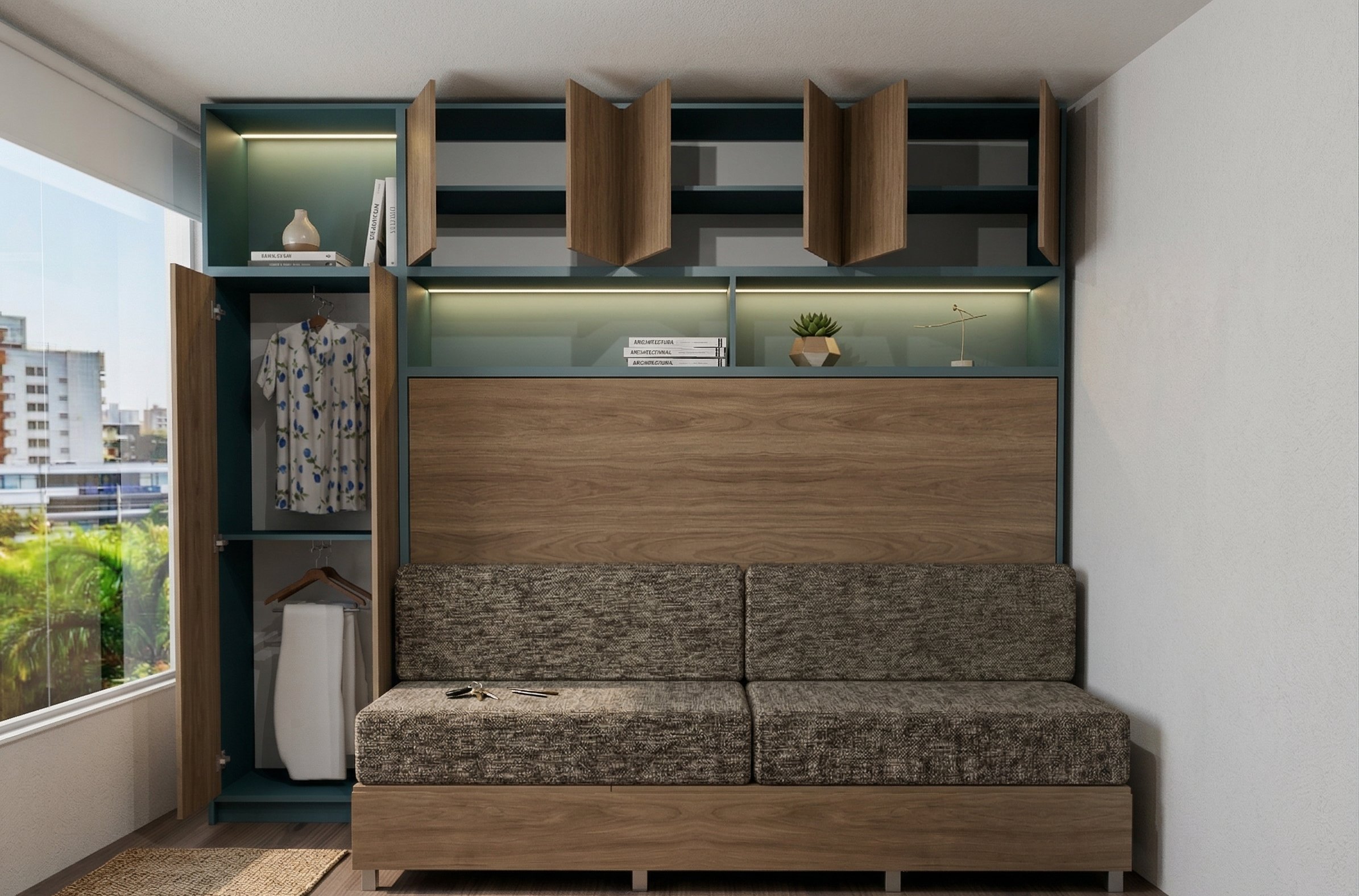Cama abatible con sofa integrado como alternativa al sofa cama